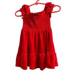 Hart Street Baby Girls Infant 12 months Red Crushed Velvet Dress Ruched Chest Ca